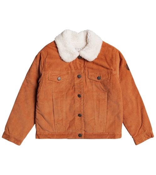 ROXY Hymn For The Weekend children's corduroy jacket for girls, transitional jacket with sherpa lining ERGJK03098 CLT0 brown