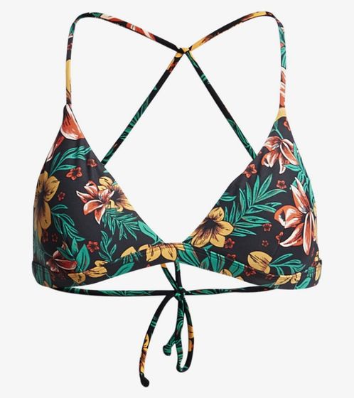 ROXY S.S Crossed Back Damen Bikini-Oberteil Triangle-Bikini im floralem Blumen-Design Bademode S3ST06 1246 Schwarz