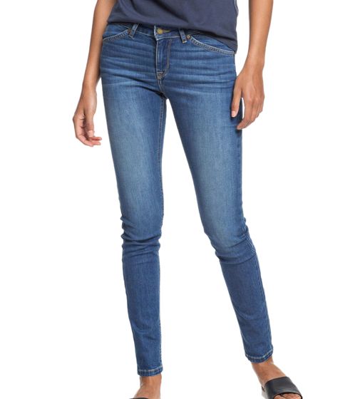 ROXY Stand By You Damen Skinny-Fit Jeans Mid Waist Baumwoll-Hose mit Stretch ERJDP03252 Blau