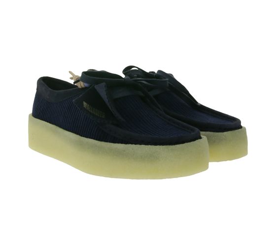 Clarks Wallabee Cup women's low shoes fashionable genuine leather lace-up shoes blue