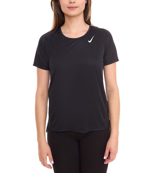 NIKE Dri-FIT Race Damen T-Shirt kurzärmliges Fitness-Shirt luftiges Sport-Shirt DD5927 010 Schwarz