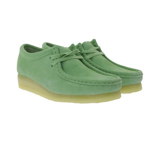 Clarks Originals Wallabee Women's Nubuck Lace-Up Genuine Leather Boat Shoes Green