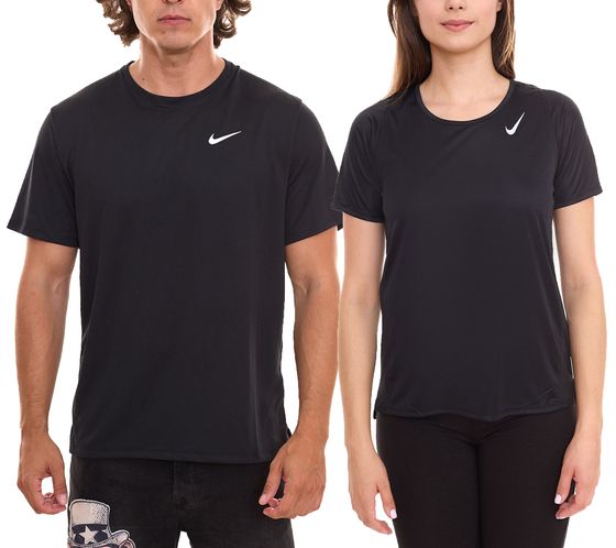 NIKE Dri-FIT Race für Damen oder Dri-FIT UV Miler für Herren T-Shirt kurzärmliges Fitness-Shirt luftiges Sport-Shirt in Schwarz