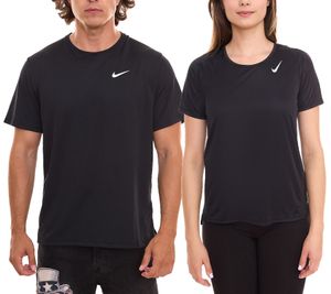 NIKE Dri-FIT Race pour femme ou Dri-FIT UV Miler pour homme T-shirt, chemise de fitness à manches courtes, chemise de sport aérée en noir