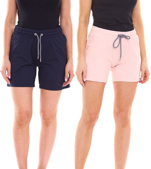 DELMAO women's sweat shorts with side pockets in navy or pink