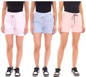 Short femme DELMAO avec poches latérales bleu/blanc, rose/blanc ou simplement rose