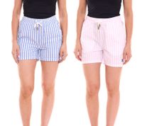 DELMAO women's shorts with side pockets blue/white, pink/white or plain pink DELMAO women's shorts with side pockets blue/white, pink/white or plain pink