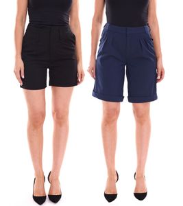 AJC Damen Sommer-Shorts kurze Anzug-Hose Alltags-Bermuda in Schwarz oder Navy