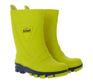 Scout children's rubber boots, robust rain shoes with reflective detail on the heel 96071058 yellow