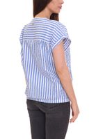 DELMAO Damen Sommer-Bluse gestreift Kurzarm-Bluse Sommer-Shirt Rosa/Weiß oder Blau/Weiß DELMAO Damen Sommer-Bluse gestreift Kurzarm-Bluse Sommer-Shirt Rosa/Weiß oder Blau/Weiß