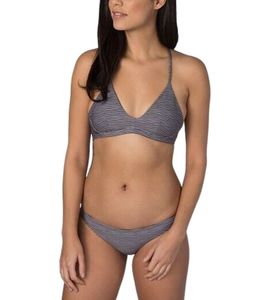 Hurley Quick Dry women's bikini set fashionable swim top with panties in a striped look AR1252 010 gray