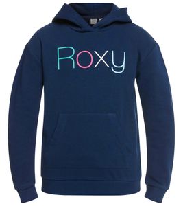 ROXY Happiness Forever Kinder Hoodie für Mädchen mit buntem Marken-Print Baumwoll-Pullover mit Kängurutasche ERGFT03730 BSP0 Blau