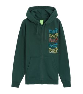 HUF Drop Out Stack men's hooded sweater with zip, cotton hoodie with front print PF00453 green