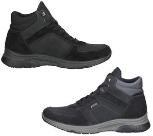 bama Herren Echtleder-Schuhe wetterfeste Stiefeletten mit bama-tex Made in Italy Dunkelblau oder Schwarz