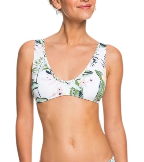ROXY Bloom Elongated Women's Bikini Top with Floral Design Swimwear ERJX304369 WBB6 White/Multicolored