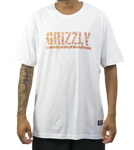 Grizzly Every Rose Herren Baumwoll-Shirt mit floralem Marken-Print Rundhals-Shirt 17550336 Weiß