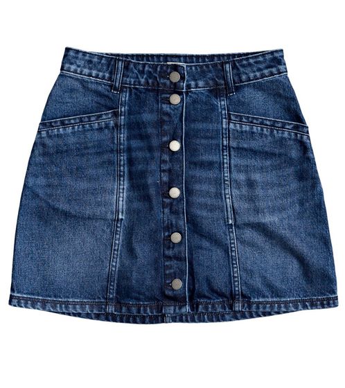 ROXY Baywatch Girl Women's High-Rise Denim Skirt Mini Skirt with Buttons ERJDK03018 BYK0 Blue