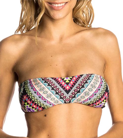 RIP CURL Tallow Beach women's bikini top with removable straps, bandeau bikini swimwear GSIPF4 Black 90 Black/Colorful