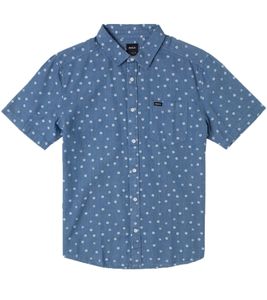 RVCA HARBOUR men's short-sleeved shirt cotton shirt summer shirt with all-over print C1SHRZ RVP2 4879 blue
