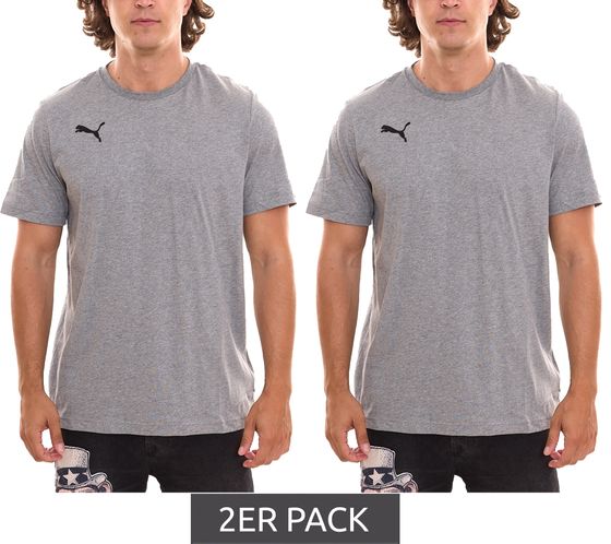 2er Pack PUMA TeamGoal 23 Casual Herren T-Shirt mit Logo-Stickerei Baumwoll-Shirt Fußball 656578 33 Grau