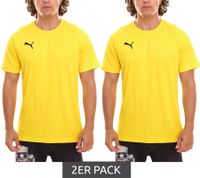 2er Pack PUMA TeamGoal 23 Casual Herren T-Shirt mit Logo-Stickerei Baumwoll-Shirt Fußball 656578 Grau, Gelb oder Grün