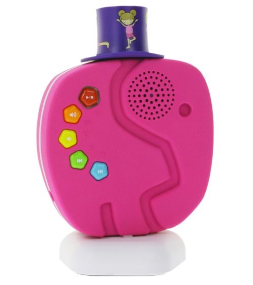 Lecteur audio TechniSat Technifant Haut-parleur Bluetooth pour enfants comprenant une veilleuse avec un chapeau jouable en MP3 et une batterie Rose puissante