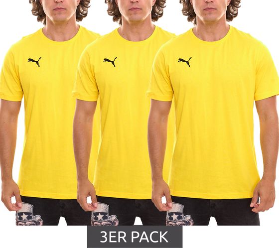 Pack of 3 Puma TeamGOAL 23 Casual men's cotton shirts with logo embroidery, plain T-shirts 656578 07 yellow