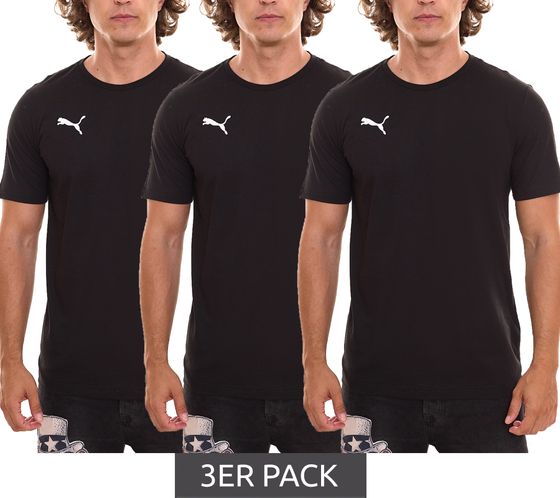 Lot de 3 chemises décontractées en coton pour hommes Puma TeamGOAL 23 avec logo brodé, t-shirts simples 656578 03 3 noir