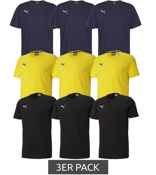 Pack of 3 Puma TeamGOAL 23 Casual men's cotton shirts with logo embroidery, plain T-shirts 656578 Black, Navy or Yellow