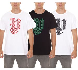 PASH Checkerboard oder Bandana Tee Herren Kurzarm-Shirt mit großem Front-Print Baumwoll-T-Shirt Schwarz/Grün, Weiß/Schwarz oder Weiß/Rot