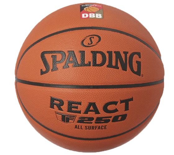 SPALDING REACT TF 250 Basketball Größe 6 Sport-Ausrüstung mit DBB-Logo Braun/Schwarz