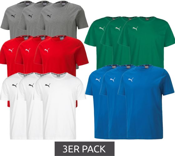 Pack of 3 Puma TeamGOAL 23 Casual men's cotton shirts with logo embroidery, plain T-shirts in red, grey, green, white or light blue