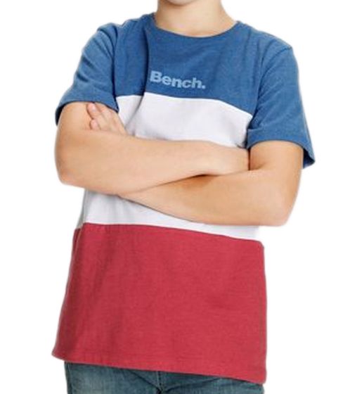 Bench. Children's cotton shirt short-sleeved shirt with brand lettering 88463242 blue/red/white