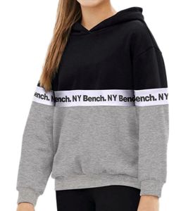 Bench. Kinder Sweater Kapuzen-Pullover mit Marken Schriftzug Langarm-Shirt 32443715 Grau/Schwarz