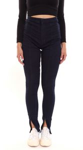 Q/S designed by s. Oliver women's high-waist skinny jeans with hem slit 73410421 dark blue
