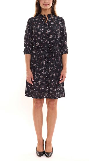 Laura Scott Bubblecrepe Dress Women's Mini Dress with Allover Floral Print Chiffon Dress 12329967 Black/Colorful