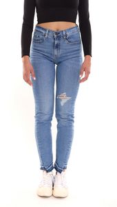 LEVI´S 724 women's slim straight jeans high-rise denim trousers in a destroyed look 57249763 blue
