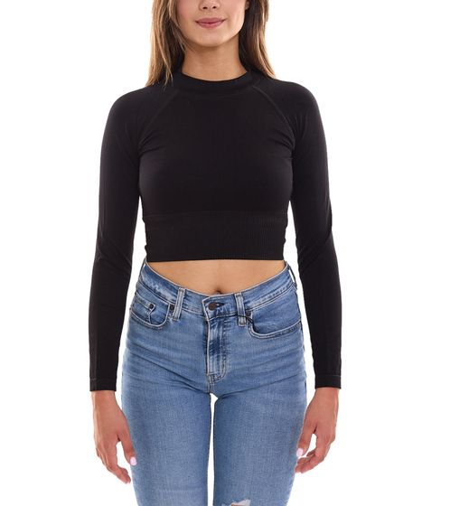 FAYN SPORTS Longsleeve Crop Top Women's Sports Shirt Seamless Yoga Shirt 47005506 Black