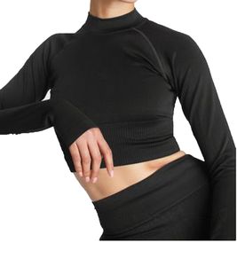 FAYN SPORTS Longsleeve Crop Top Damen Sport-Shirt nahtloses Yoga-Shirt 47005506 Schwarz