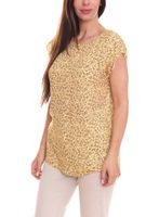 Tamaris Damen Kurzarm-Bluse mit Allover Muster ärmelloses Sommer-Shirt Gelb, Schwarz/Blau oder Blau/Lila Tamaris Damen Kurzarm-Bluse mit Allover Muster ärmelloses Sommer-Shirt Gelb, Schwarz/Blau oder Blau/Lila