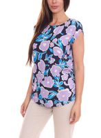 Tamaris Damen Kurzarm-Bluse mit Allover Muster ärmelloses Sommer-Shirt Gelb, Schwarz/Blau oder Blau/Lila Tamaris Damen Kurzarm-Bluse mit Allover Muster ärmelloses Sommer-Shirt Gelb, Schwarz/Blau oder Blau/Lila