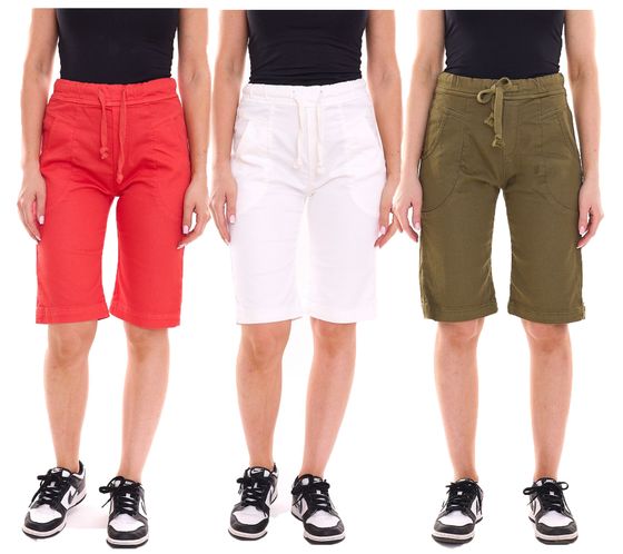 PLEASE short femme en tissu short à nouer bermuda pantalon d'été rouge, blanc ou kaki