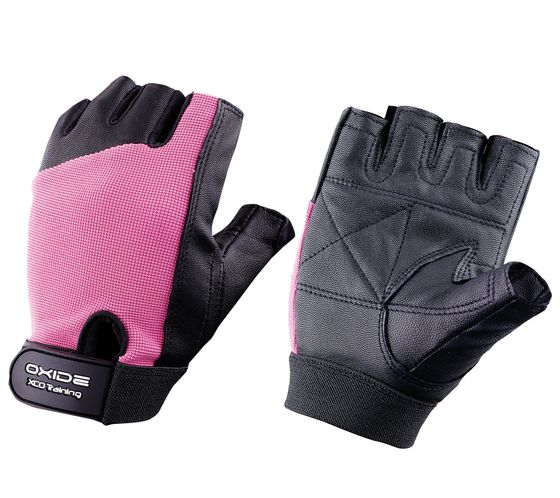 OXIDE XCO sports gloves, fitness gloves with Velcro fastening, finger gloves 3994006 black/pink