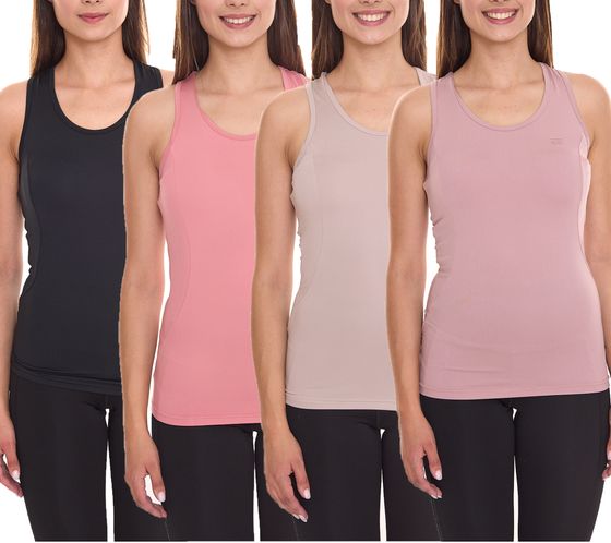 OXIDE T-shirt de fitness pour femme, t-shirt de course, haut de sport, haut d'été, débardeur, équipement de sport 7450182 Noir, vieux rose, beige ou rose saumon