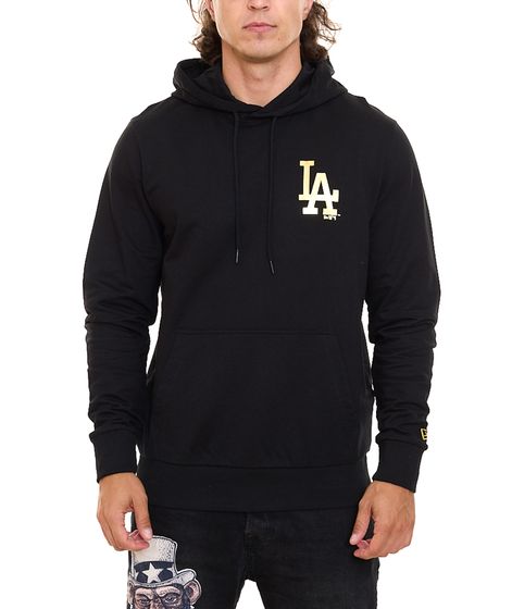 NEW ERA LOS ANGELES DODGERS men's cotton pullover hoodie hooded sweater 12590871 black/gold