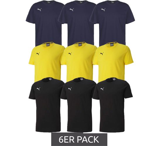 Pack of 6 Puma TeamGOAL 23 Casual men's cotton shirts with logo embroidery, plain T-shirts 656578 Black, Navy or Yellow