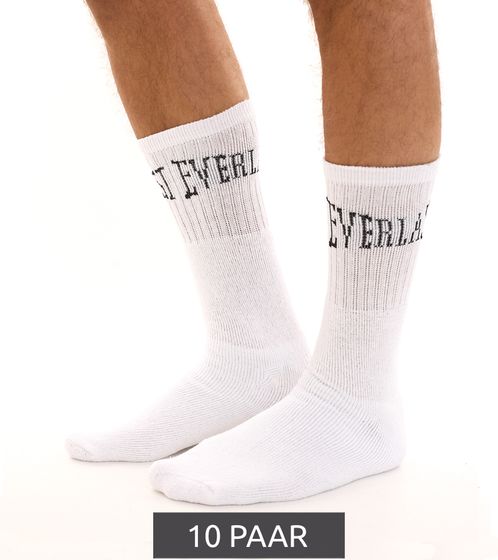 10 pairs of EVERLAST men's sports socks with cotton content, long socks, OEKO-TEX Standard 100 EVL1TENX10BL white