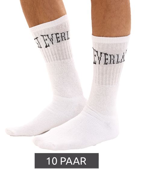 10 pairs of EVERLAST men's sports socks with cotton content, long socks, OEKO-TEX Standard 100 EVL1TENX10BL white