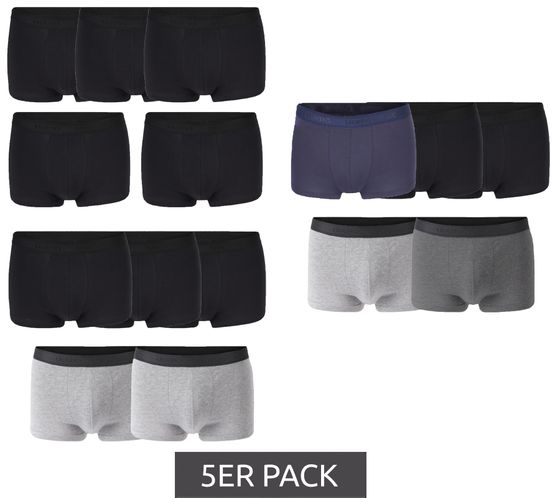 Pack of 5 UOMO men's boxer shorts in retro style Cotton underwear OEKO-TEX Standard 100 Black, Black/Gray or Black/Gray/Blue