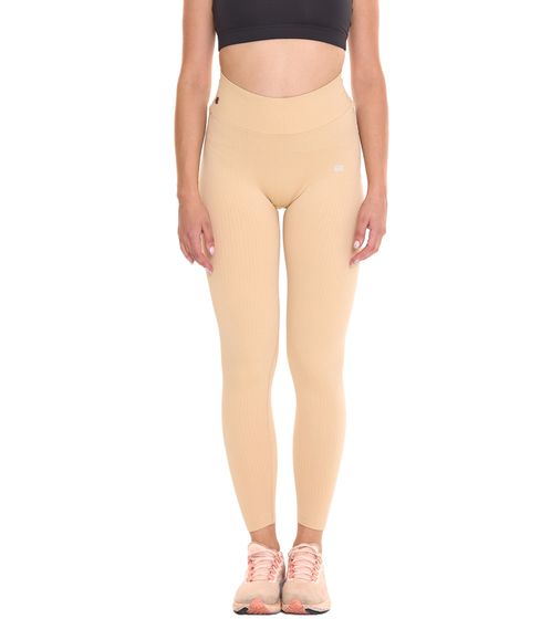 OXIDE XCO Training women's fitness leggings in a ribbed look, sports pants with X-Cool 7420184 beige